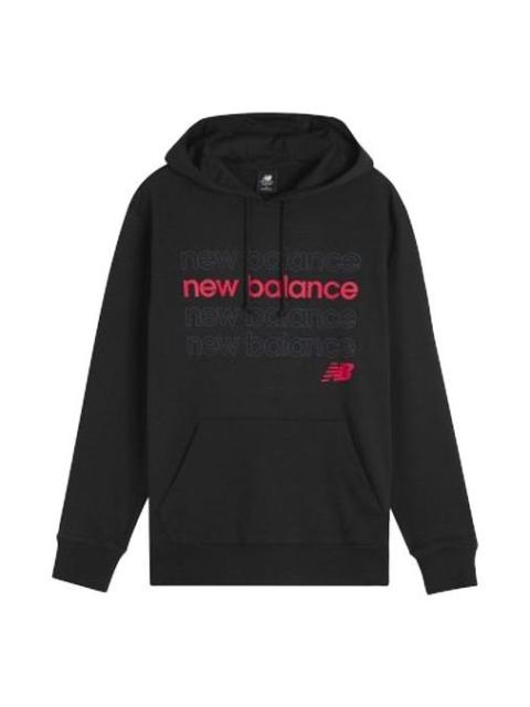 New Balance Men's New Balance logo Printing Drawstring hooded Long Sleeves Black AMT01916