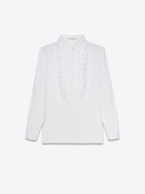 SAINT LAURENT frilled bib blouse in poplin cotton