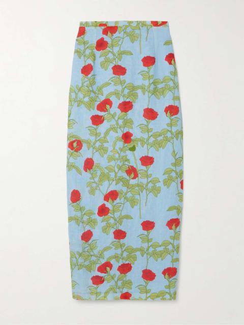 BERNADETTE Norma floral-print linen maxi skirt