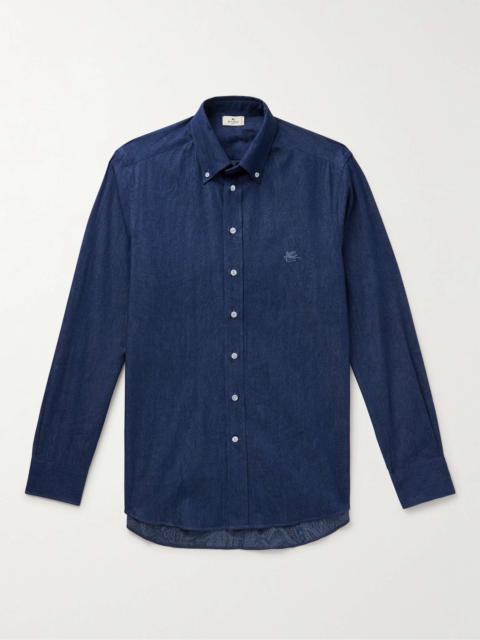Button-Down Collar Logo-Embroidered Cotton-Chambray Shirt