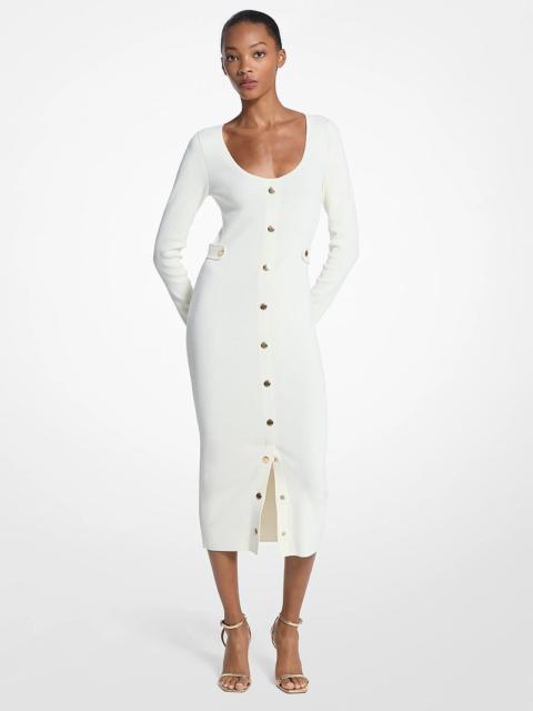 MICHAEL KORS Ribbed Stretch Viscose Midi Dress