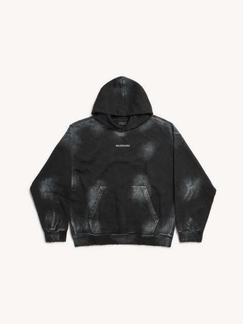 BALENCIAGA Men's Balenciaga Back Hoodie Medium Fit in Faded Black/white