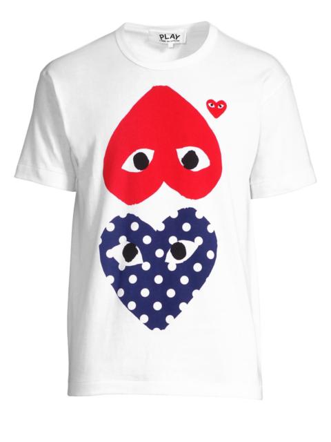 Comme des Garçons PLAY Men Polka Dot Heart Graphic Tee - White
