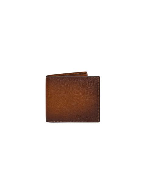 Santoni Brown saffiano leather wallet