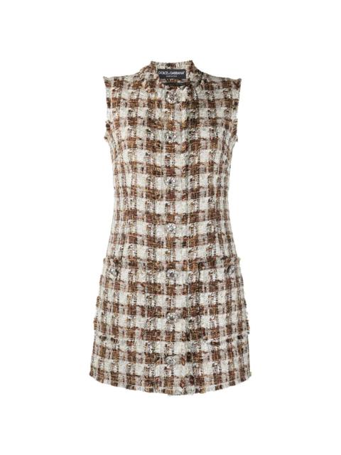 checked tweed shift dress