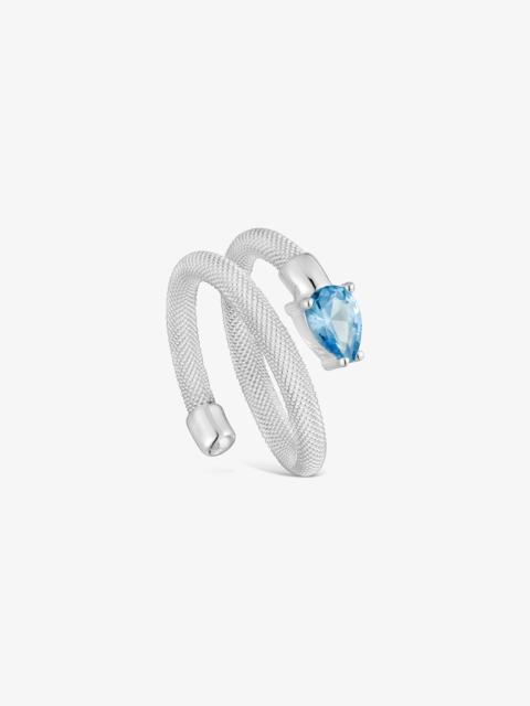 TOUS Silver and lab-grown spinel Spiral ring TOUS Mesh LGG