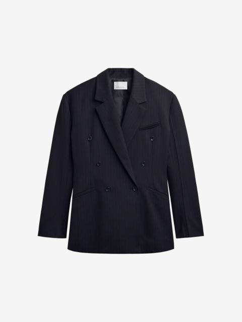 The Frankie Shop Helmond Double-Breasted Blazer - Black Multi Stripe
