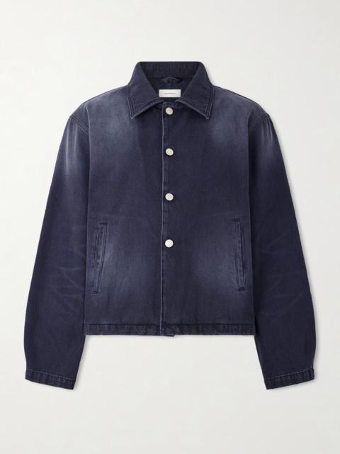 mfpen Union Cropped Garment-Dyed Organic Denim Jacket