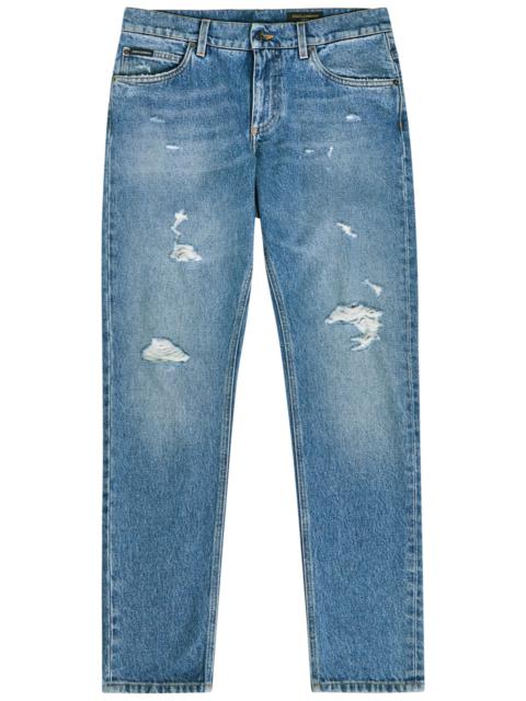 Dolce & Gabbana Dolce & Gabbana Distressed Slim-leg Jeans