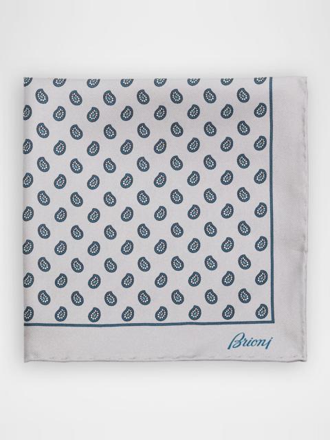 Brioni Men & apos;s Micro-Paisley Hand-Rolled Silk Pocket Square
