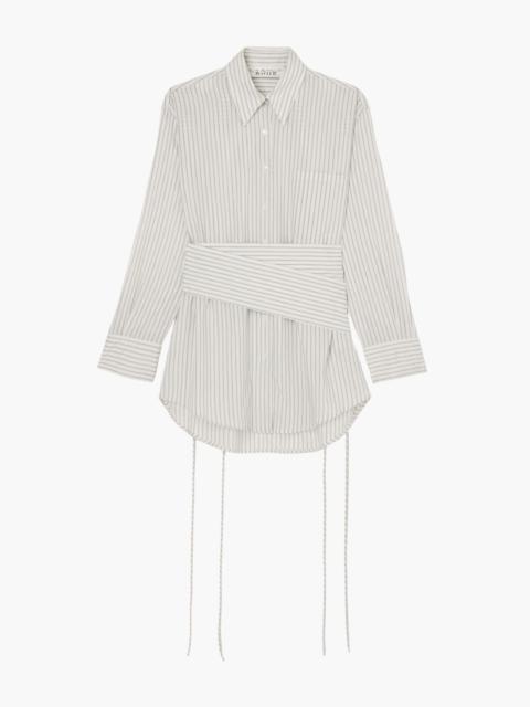 RÓHE SILK STRIPE BELTED SHIRT