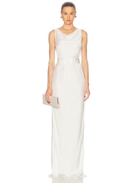 LAPOINTE Lightweight Satin Bias Belted Gown