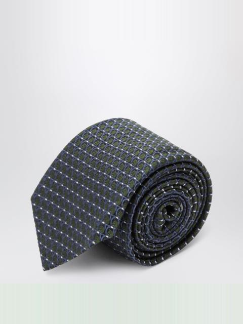 FERRAGAMO Dark green printed silk tie