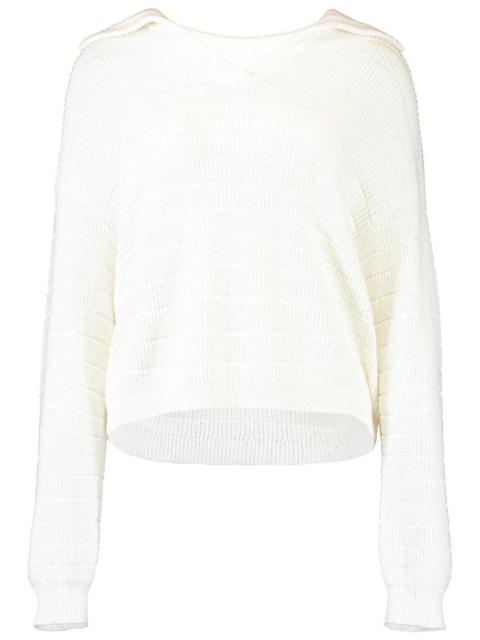 Brunello Cucinelli Pailette English Rib Collar Pullover
