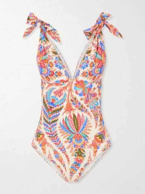 Etro Knotted Paisley-printed Swimsuit