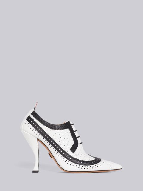 Thom Browne Black And White Pebbled Perforated Brogued Curved Heel