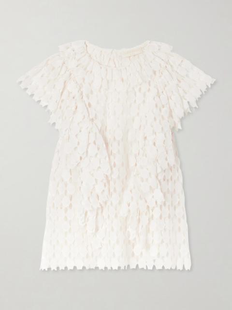 ULLA JOHNSON Daevy Ruffled Cotton-blend Lace Blouse