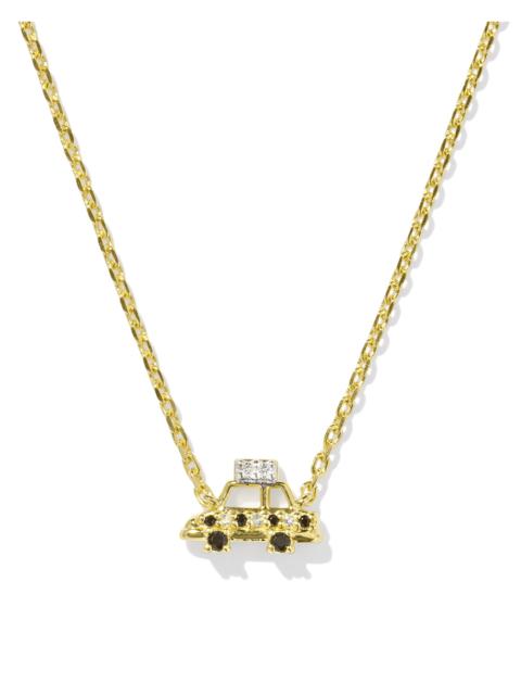 KENDRA SCOTT Tiny Taxi 18k Gold Vermeil Pendant Necklace in Black Spinel and White Topaz