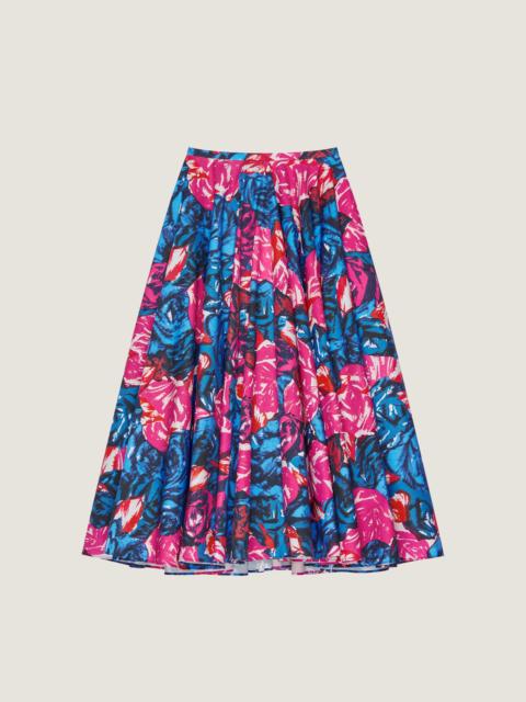 Givenchy LONG CIRCULAR SKIRT IN POPLIN WITH FLORAL PRINT