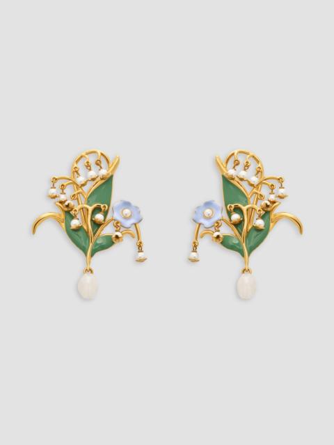 Oscar de la Renta Women's Goldtone, Enamel & Imitation Pearl Lily Clip-On Drop Earrings - Ivory