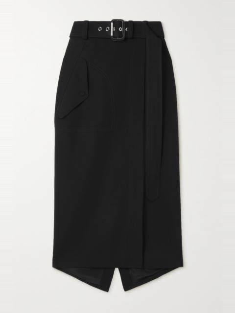 Alexander McQueen Belted wool-twill midi skirt