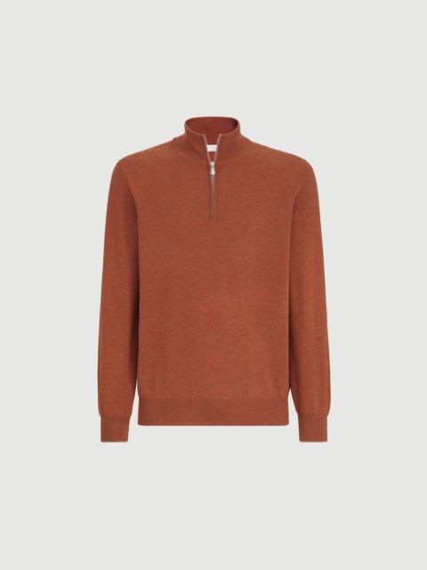 Brunello Cucinelli Mouliné cashmere sweater with half zip
