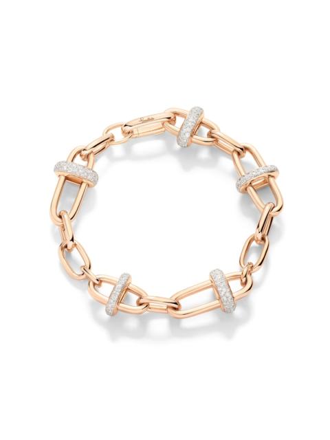 Pomellato Iconica 18K Rose Gold Diamond Cross Bar Link Bracelet