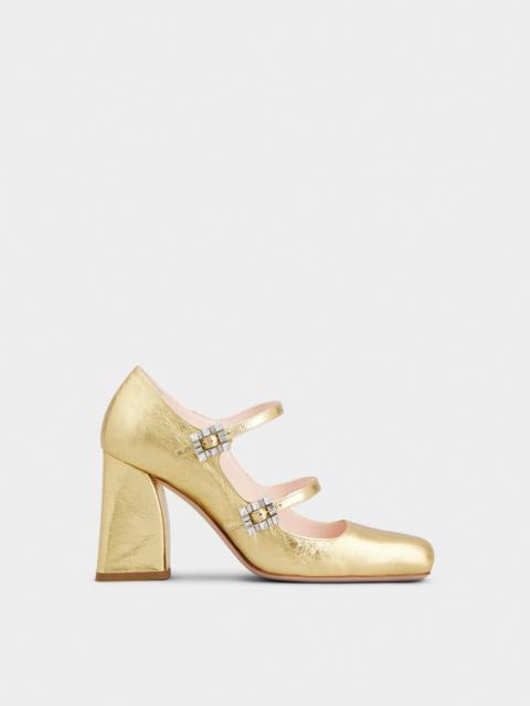 Mini Très Vivier Strass Buckle Babies Pumps in Leather