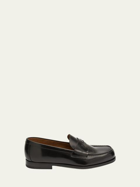 Prada Men's Spazzolato Triangle Logo Penny Loafers