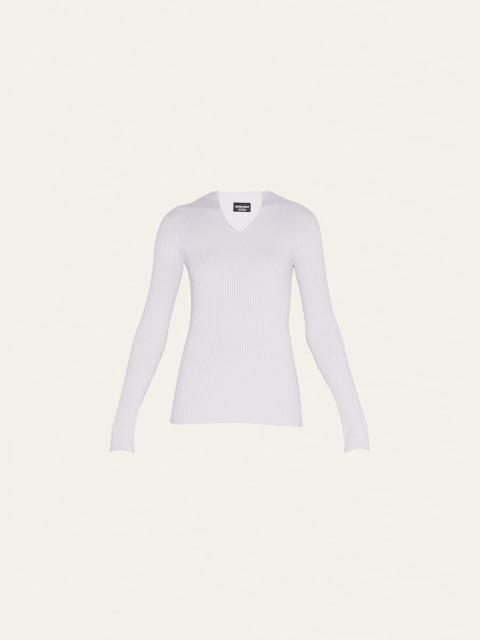 GIORGIO ARMANI Cashmere Ribbed Knit Sweater