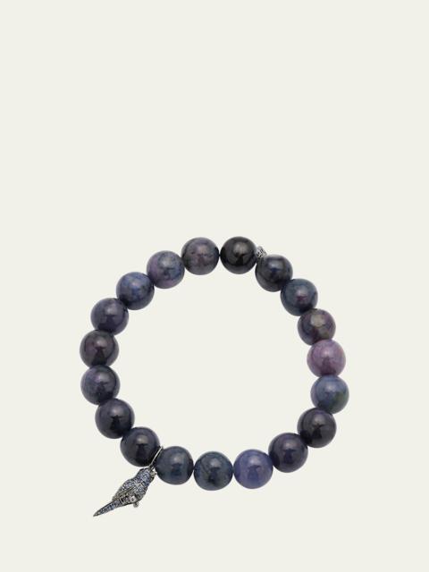 SYDNEY EVAN Smooth Dumortie Bracelet with Tiny Hummingbird Charm