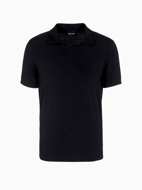 Stretch viscose jersey short-sleeved polo shirt