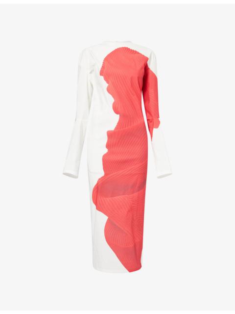 ISSEY MIYAKE Knit (As Represented) Long-Sleeve Cotton-Blend Maxi Dress