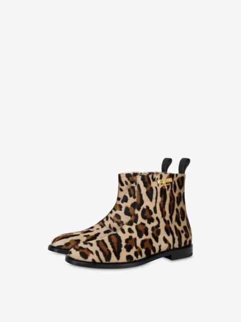 Moschino LEOPARD PRINT PONY HAIR ANKLE BOOTS
