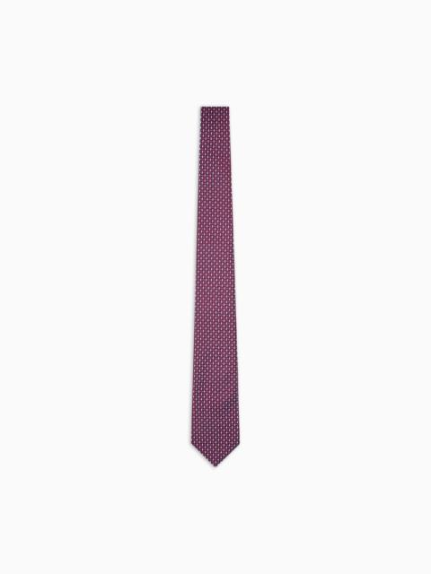EMPORIO ARMANI PURE SILK TIE WITH JACQUARD MICRO-PATTERN