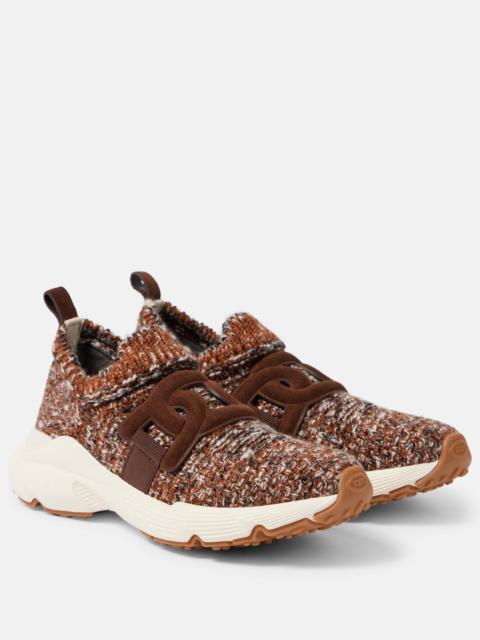 Tod's Knitted leather-trimmed sneakers