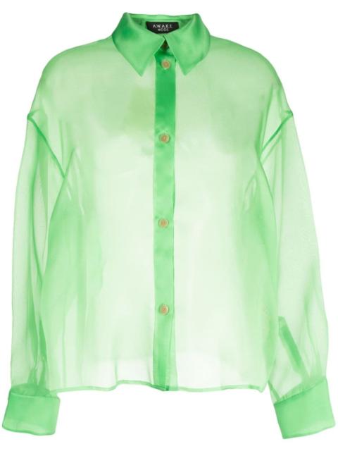 semi-sheer silk-organza shirt