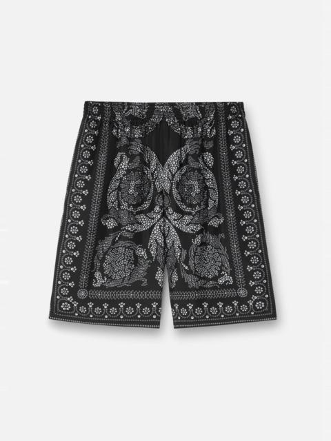 VERSACE Barocco Silhouette Silk Shorts