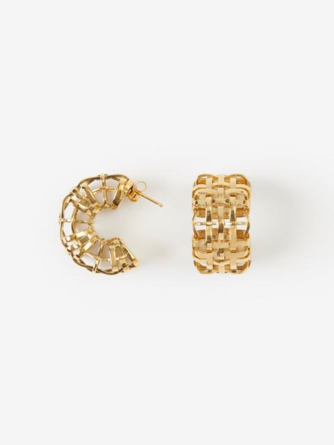 Burberry Gold-plated Check Hoop Earrings