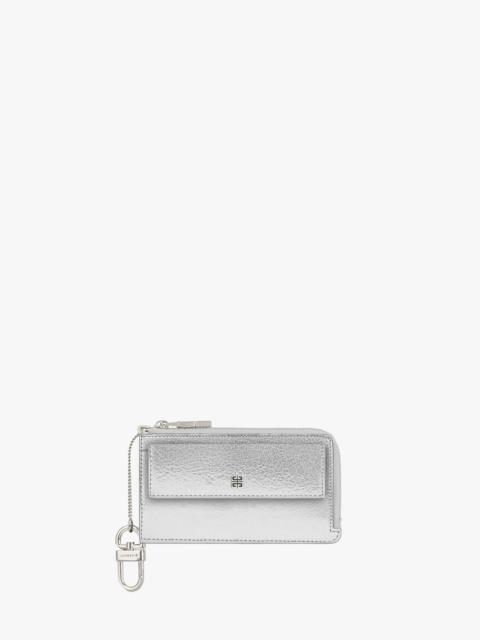 Givenchy 4G ZIPPED CARD HOLDER IN METALLIZED LEATHER