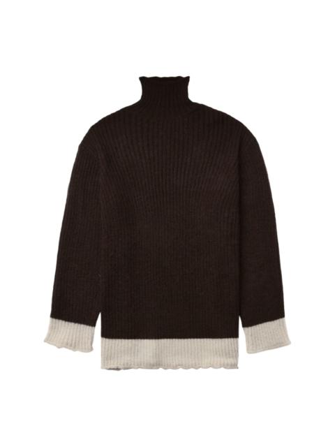two-tone ribbed-knit jumper