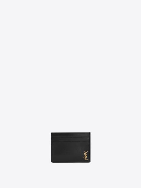 SAINT LAURENT tiny cassandre card case in shiny leather