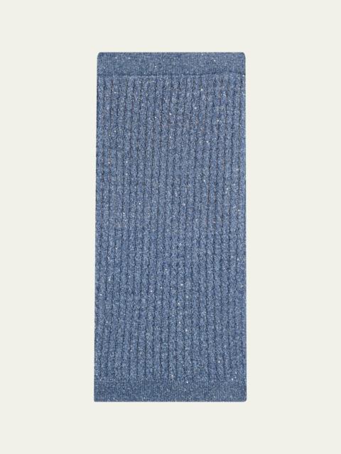 Brunello Cucinelli Linen Dazzling Cable Open-Knit Midi Skirt