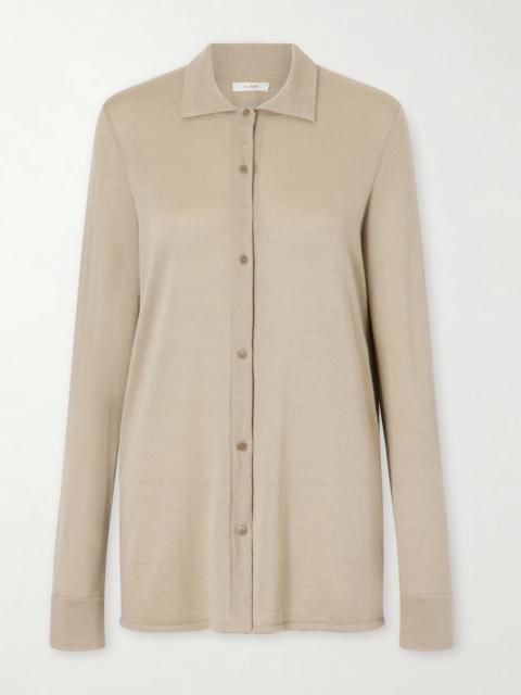 The Row Ocari Cashmere And Silk-blend Polo Knit
