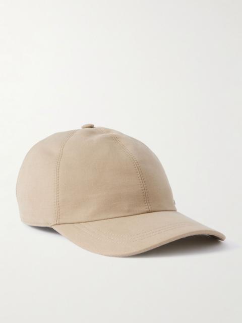 Canali Studded Linen and Silk-Blend Twill Baseball Cap Beige