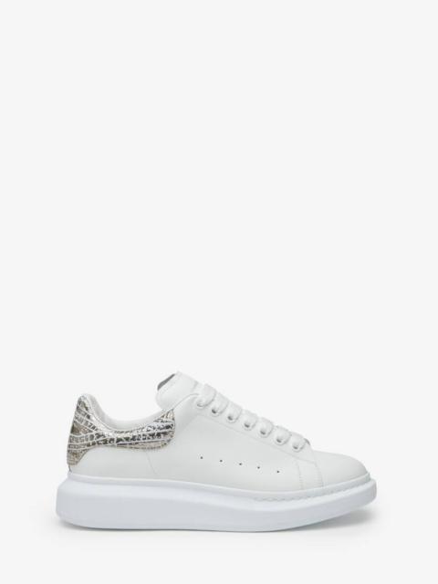 Alexander McQueen Men's Oversized Sneaker in White/silver