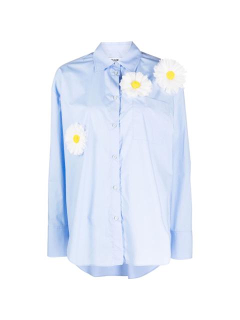 daisy flower-appliquÃ© poplin shirt