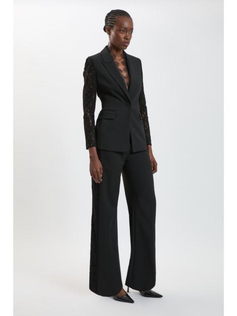KAREN MILLEN Compact Stretch Lace Mix Tailored Wide Leg Trouser