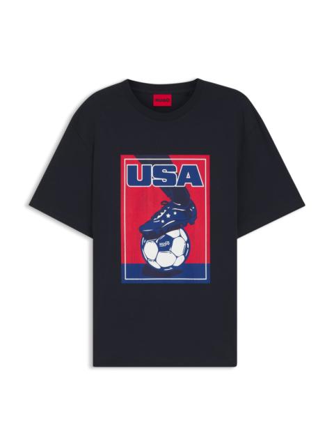 HUGO RELAXED-FIT T-SHIRT IN COTTON WITH SOCCER ARTWORK