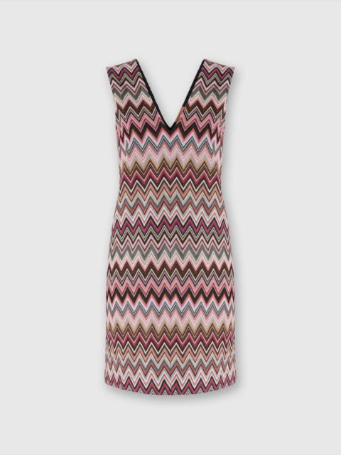 Missoni Sleeveless V-neck cotton and viscose zigzag mini-dress